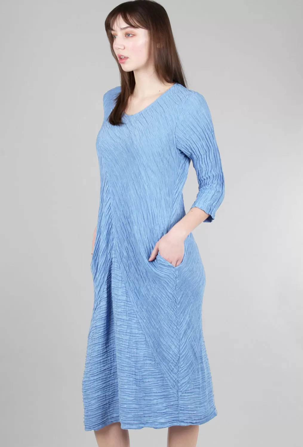 Flash Sale Evie Lou Directional Silk-Linen Dress, Periwinkle