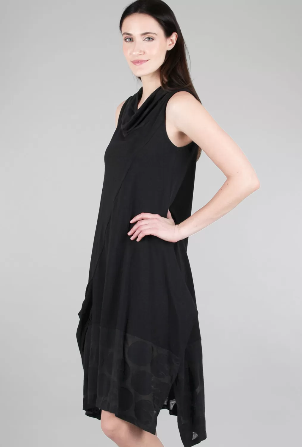 Cheap Evie Lou Dot Cowl Asym Dress, Black