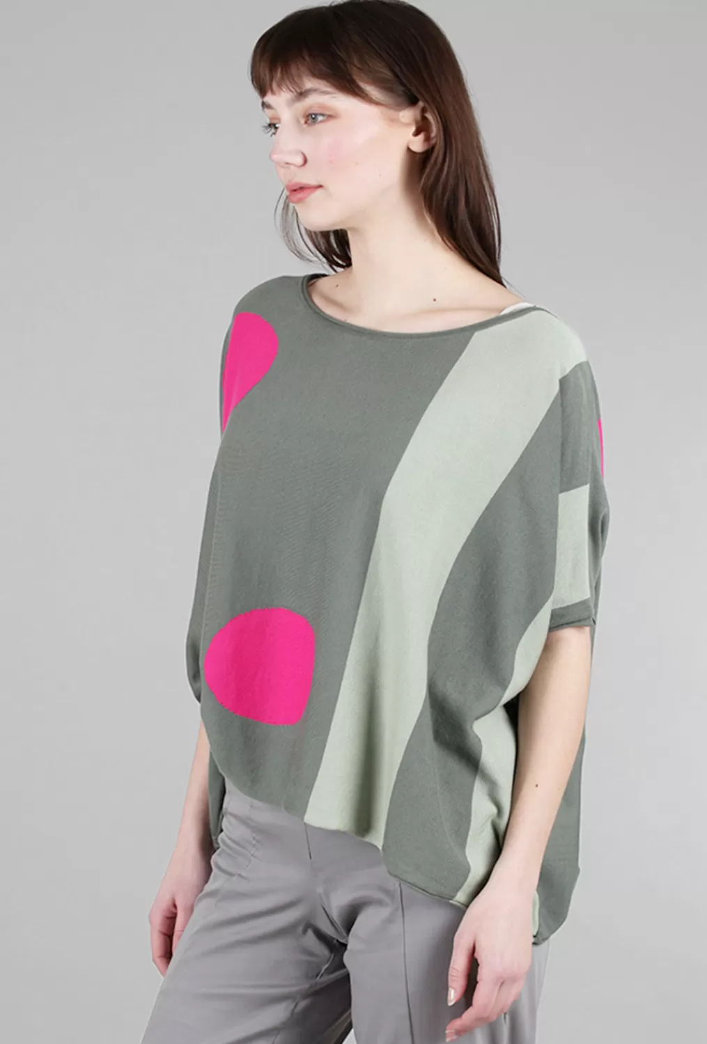 Flash Sale Evie Lou Dotty Summer Sweater, Olive/Fuchsia