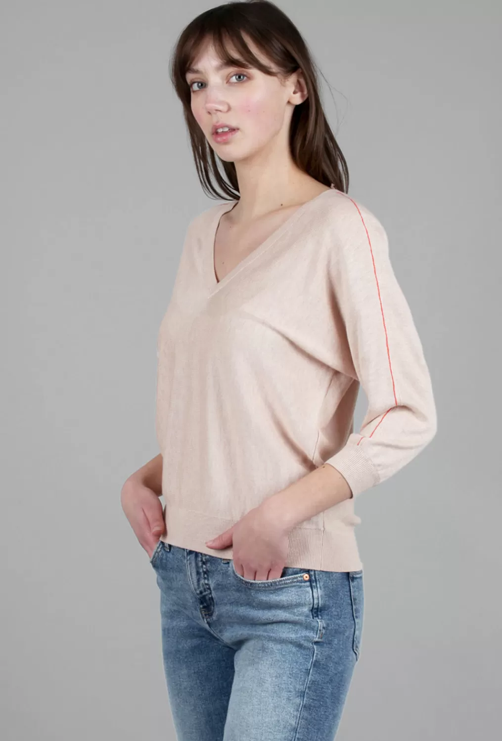 Flash Sale Evie Lou Double V Dolman Sweater, Wheat