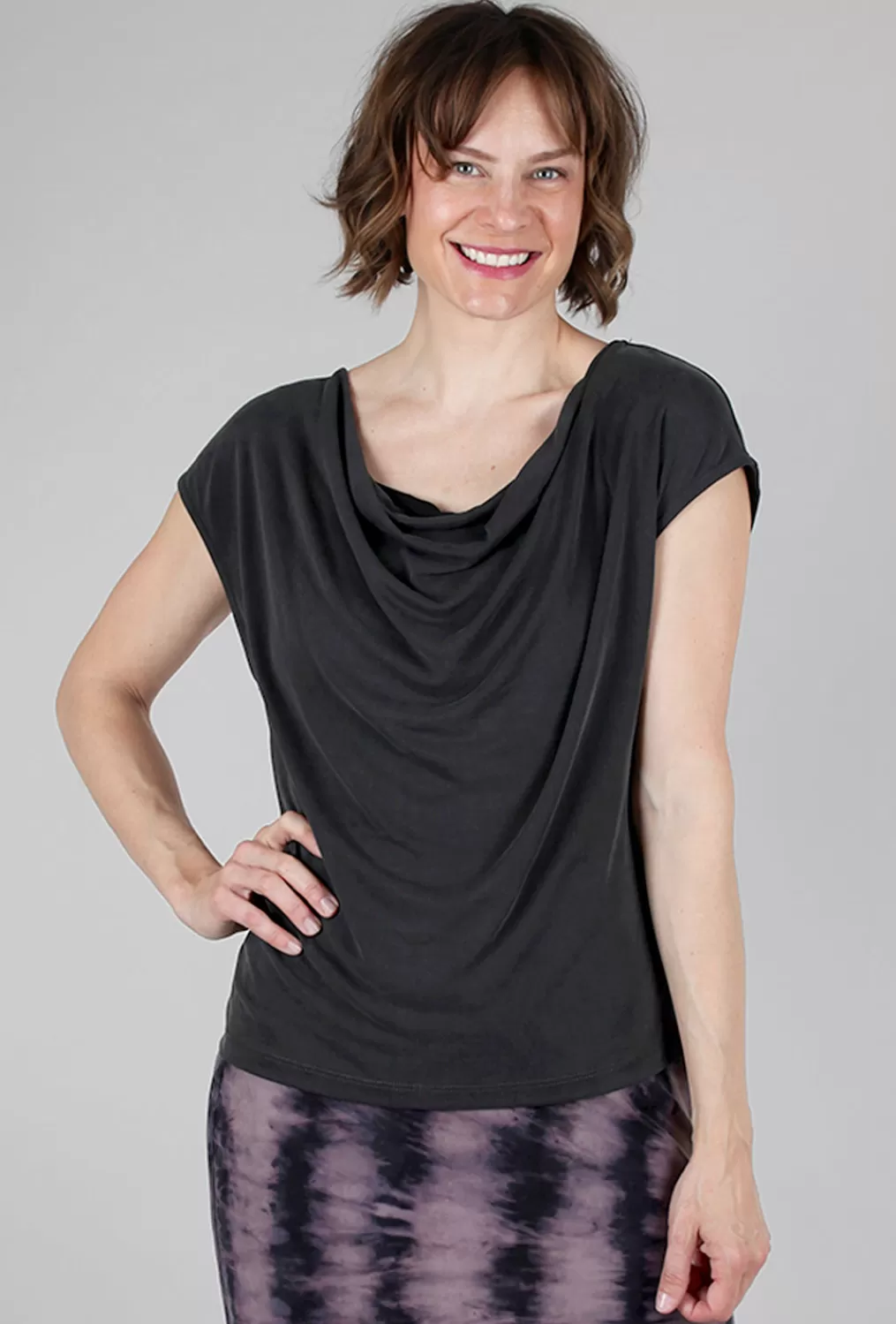 Outlet Evie Lou Drape Cowl Modal Top, Black