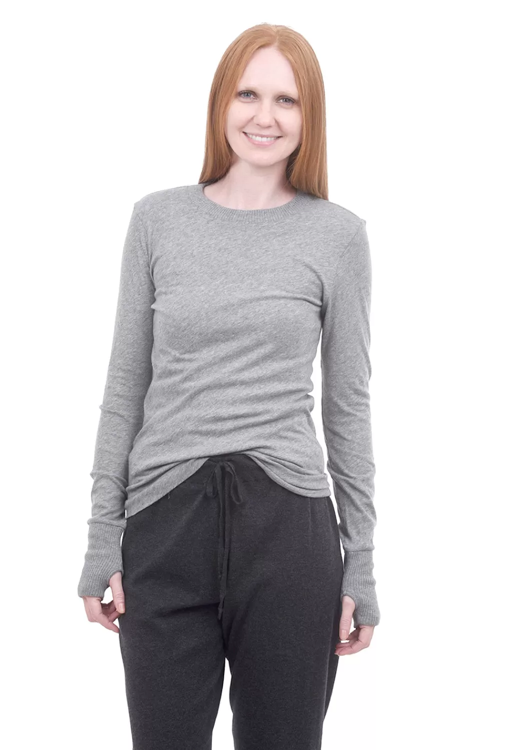 Best Evie Lou Easy Cashmere Cuffed Crew, Smoke