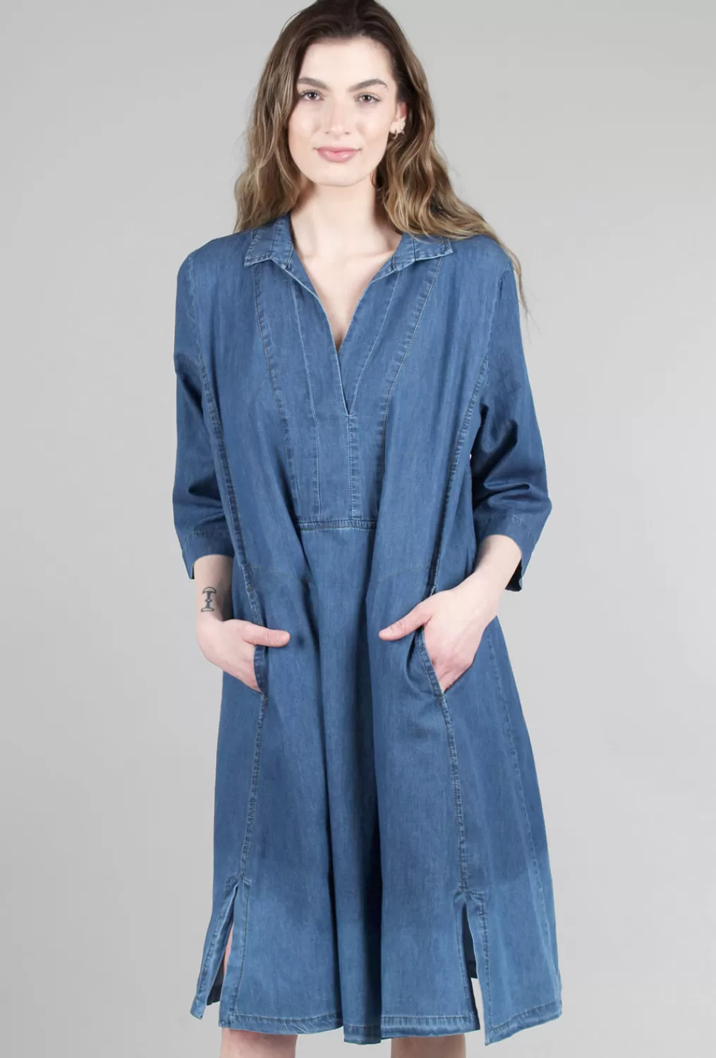 Hot Evie Lou Easy Denim Shirtdress, Blue