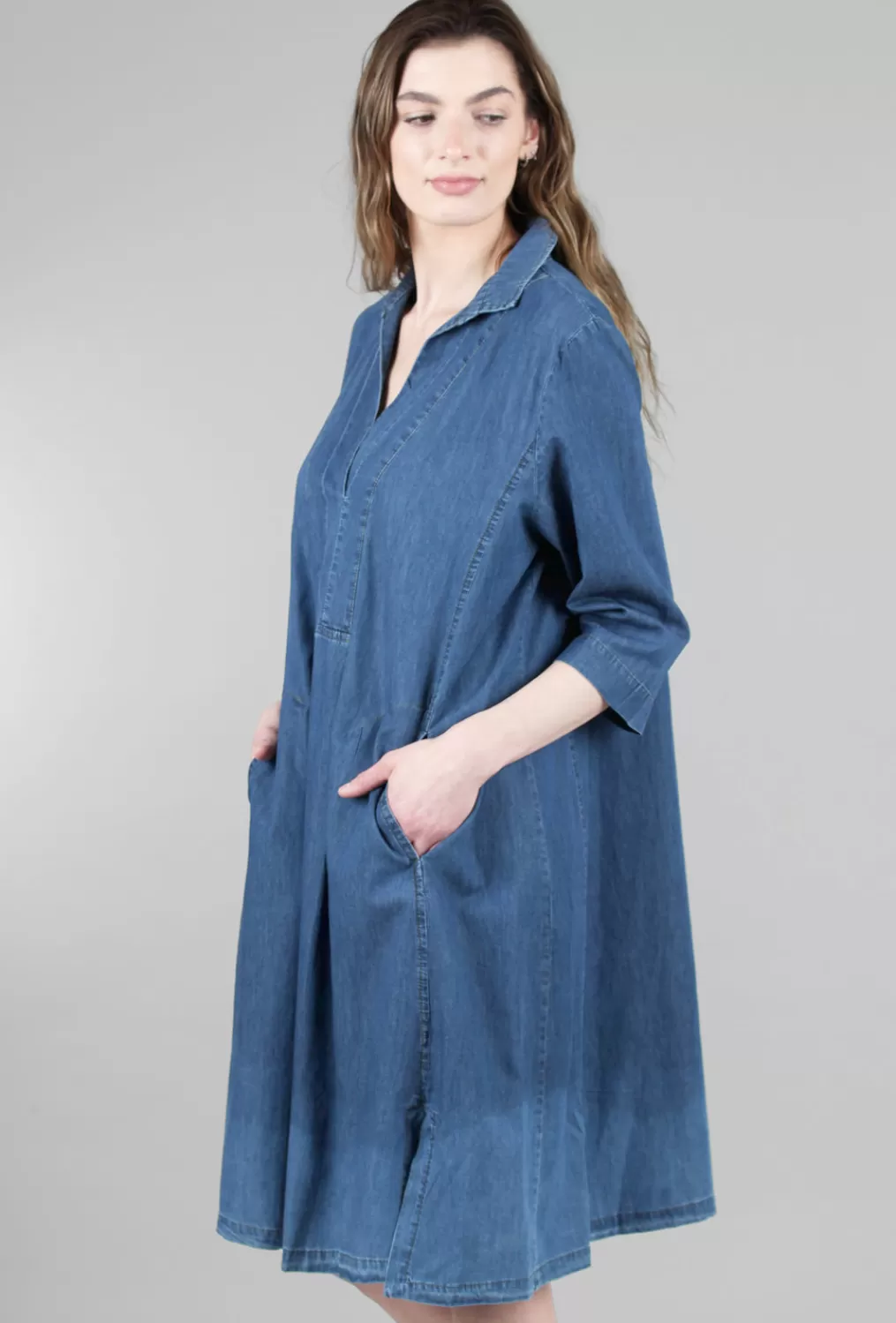 Hot Evie Lou Easy Denim Shirtdress, Blue