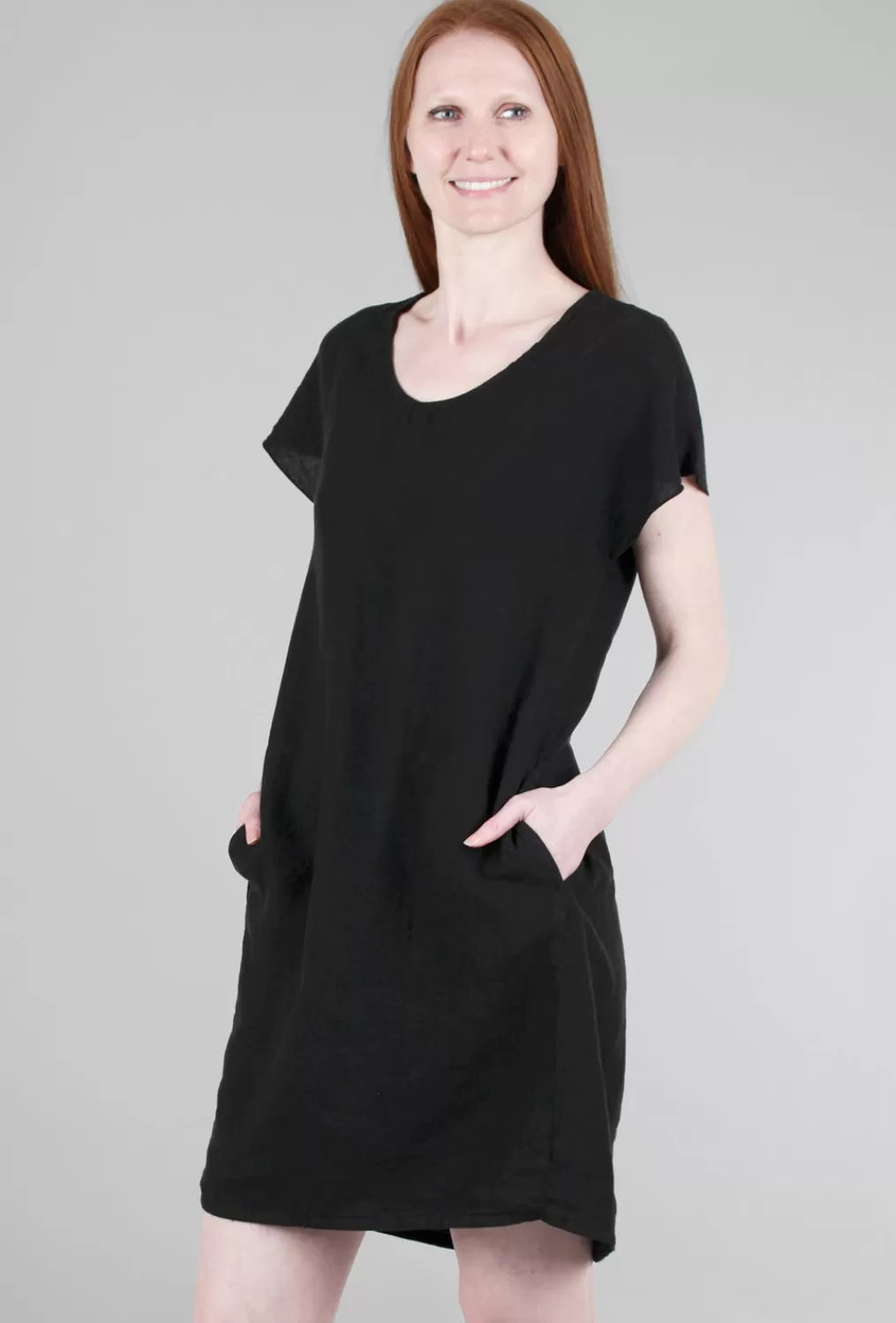 Clearance Evie Lou Easy Linen Shift Dress, Black