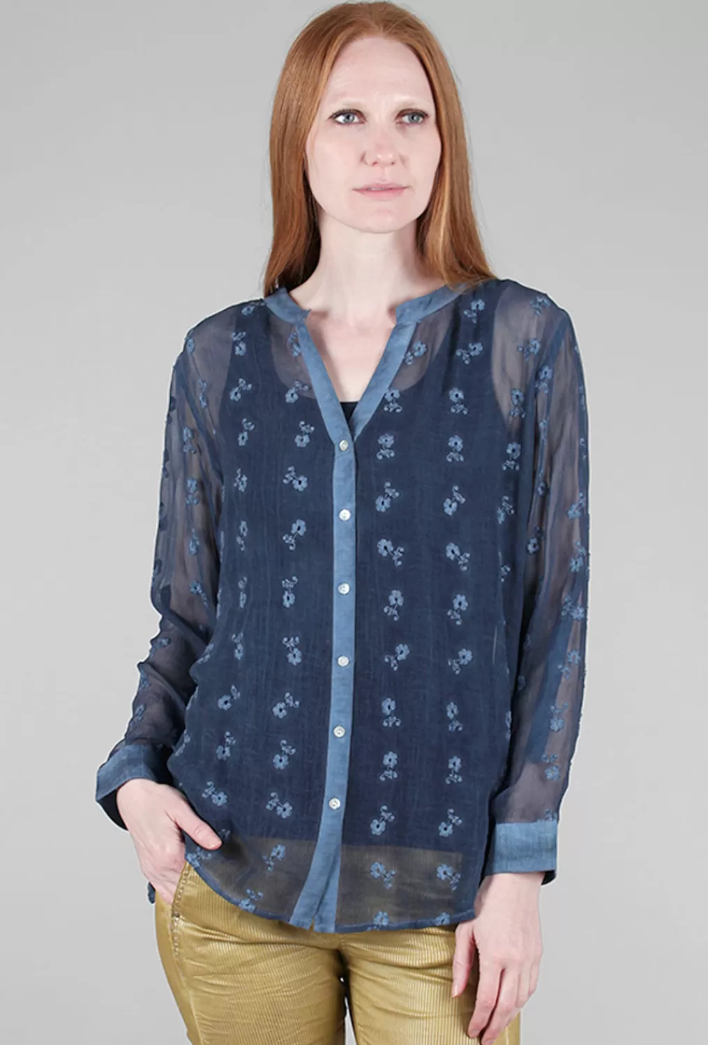 Outlet Evie Lou Embroidery Detail Blouse, Teal Indigo