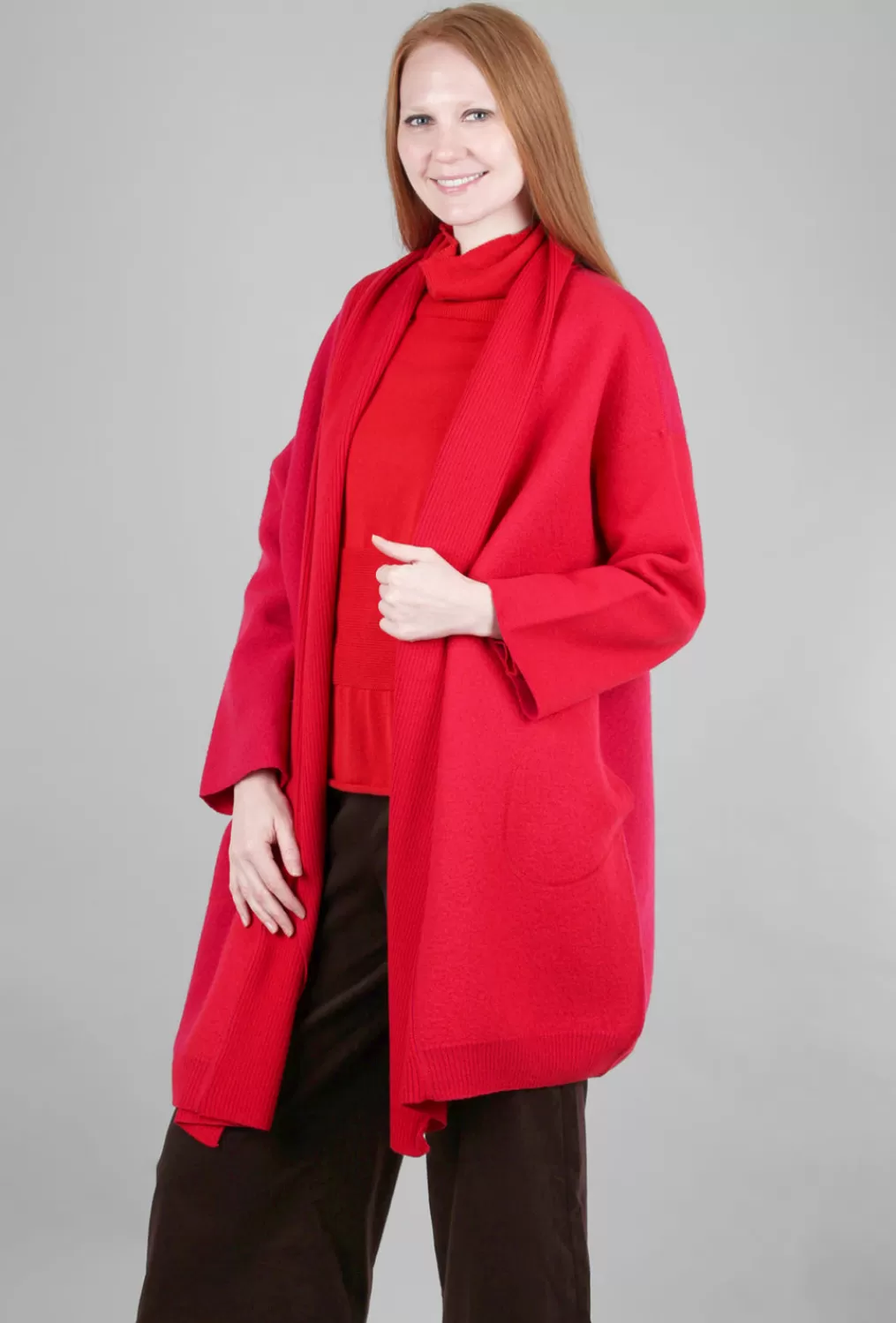 Flash Sale Evie Lou Empoli Sweater Coat, Rosso/Fuxia