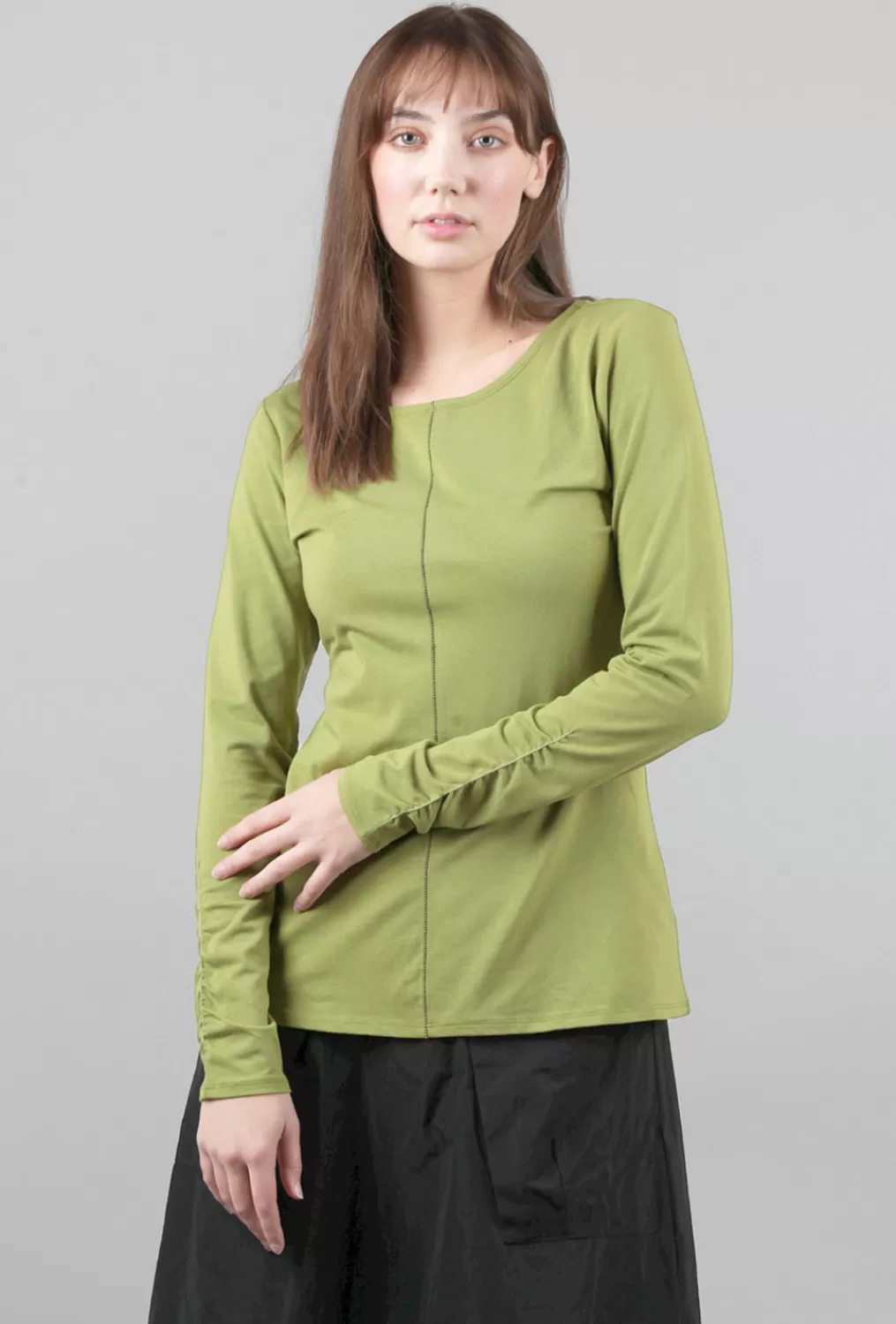 Clearance Evie Lou Essential Ruched Tee, Moss