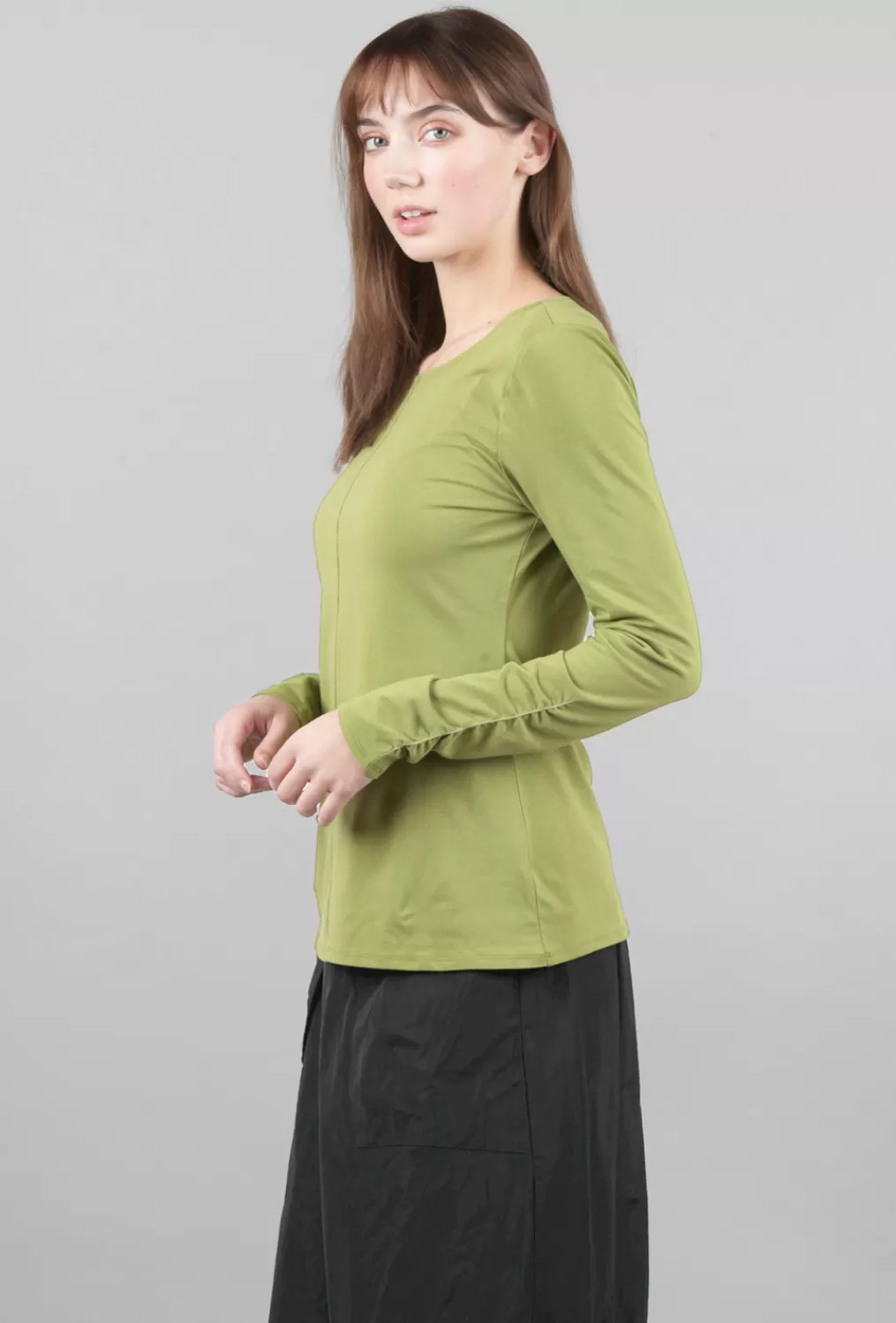 Clearance Evie Lou Essential Ruched Tee, Moss