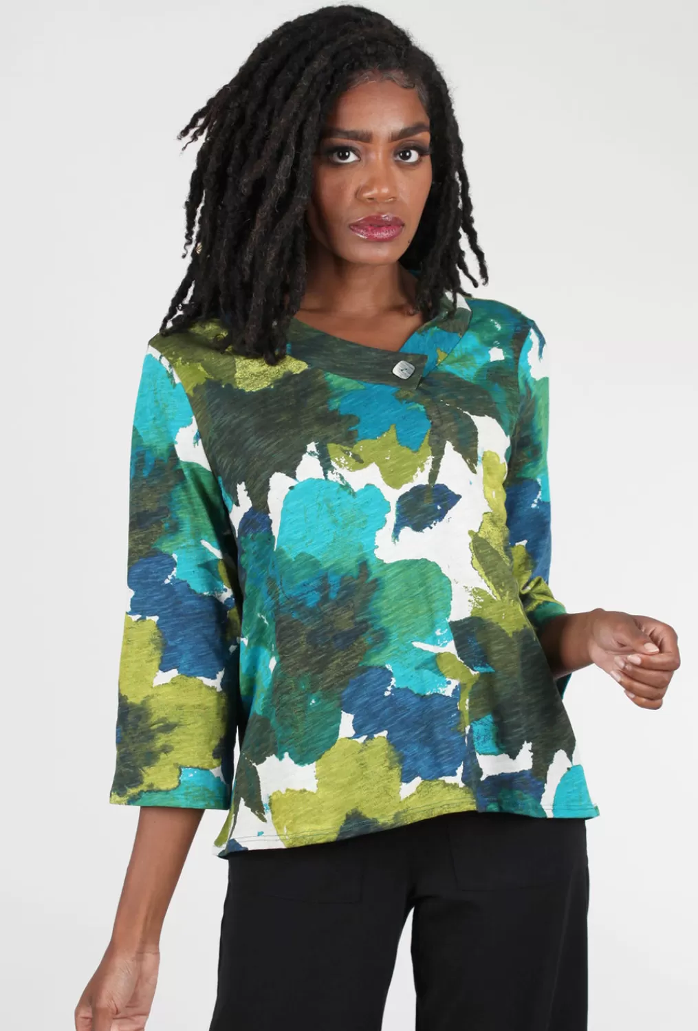 Best Sale Evie Lou Floral Crossover Neck Top, Teal