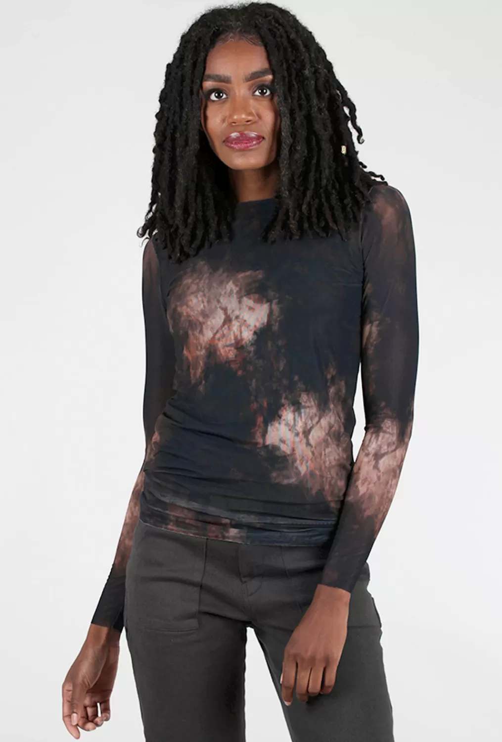 Online Evie Lou Florence Double Sheer Top, Velvet/Earth