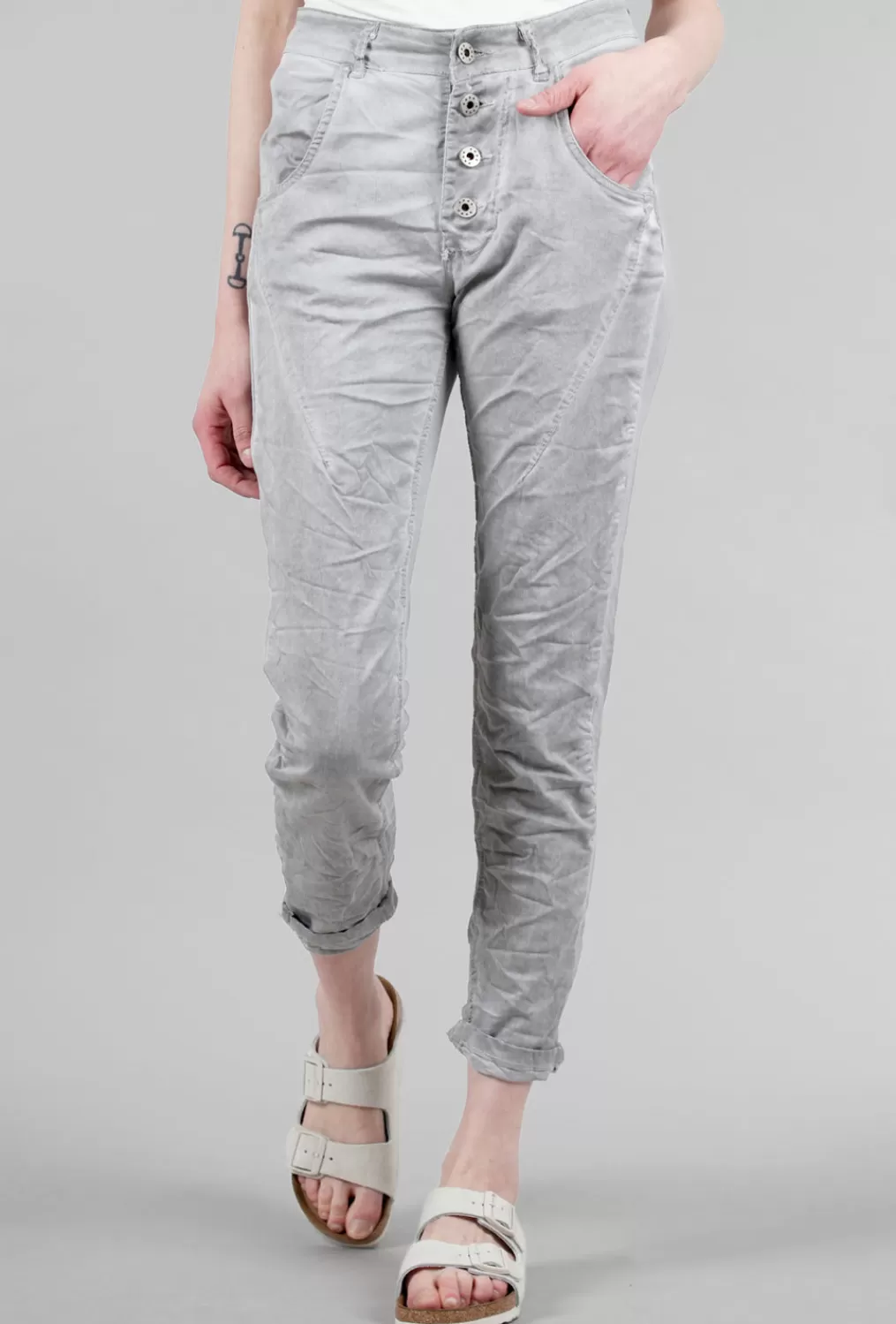 Outlet Evie Lou Four-Button Spring/Summer Signature Pant, Gray Wash