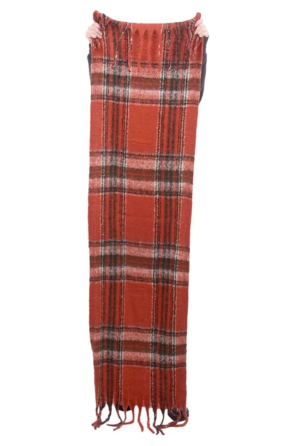 Online Evie Lou Fringe Plaid Scarf, Spice