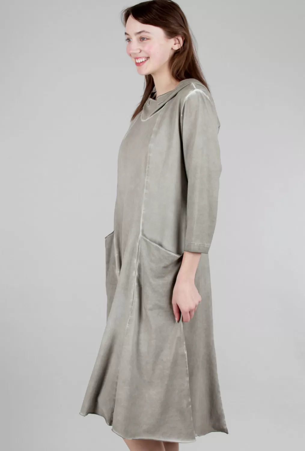 New Evie Lou Garment-Dyed Hoodie Dress, Taupe