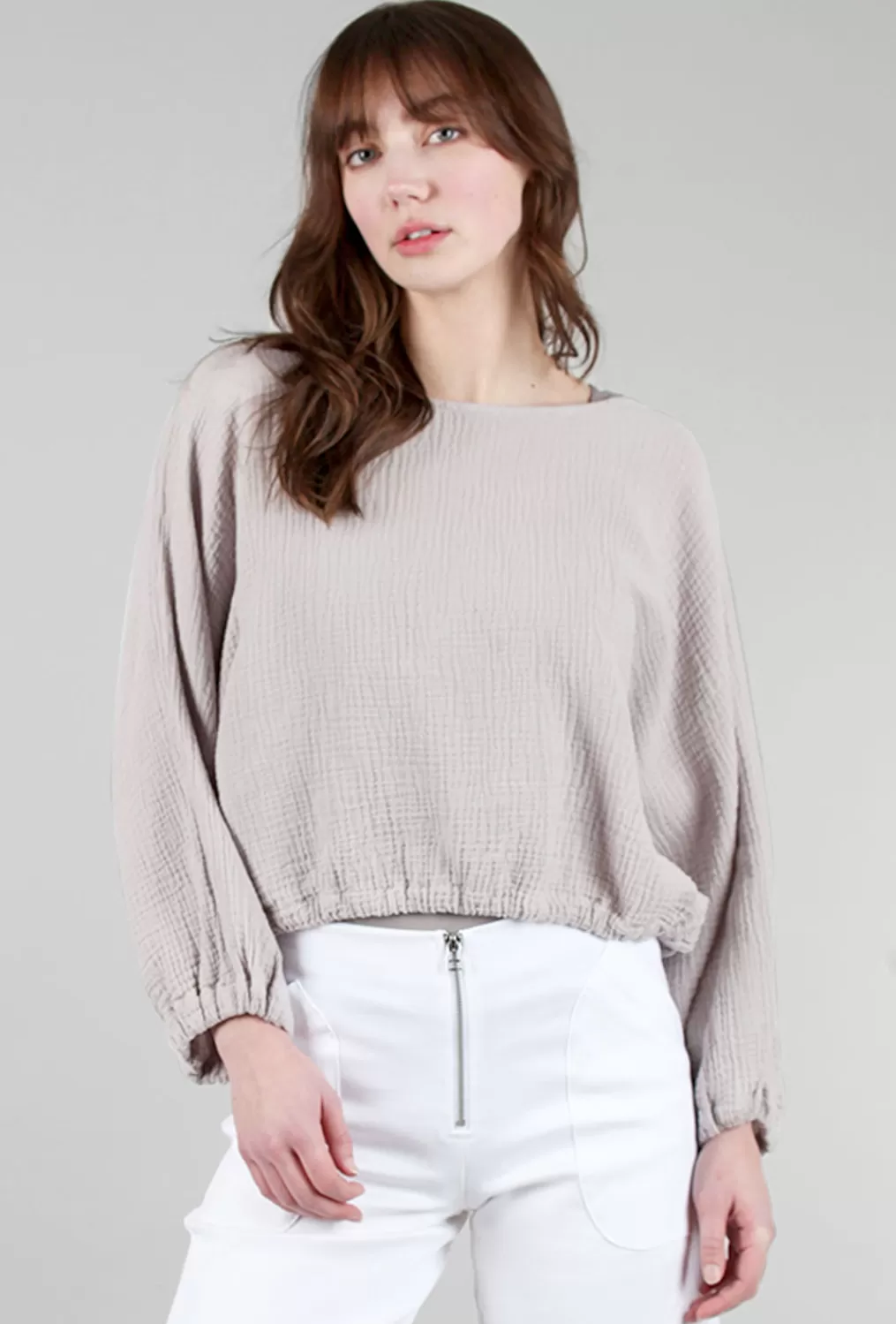 Hot Evie Lou Gianna Gauze Shirt, Heron Gray