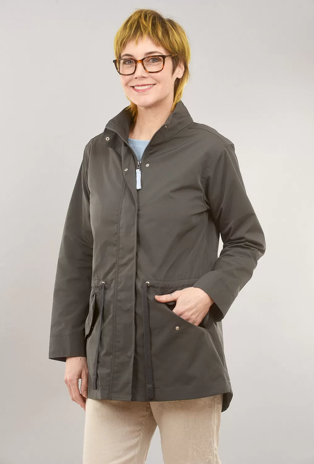 Shop Evie Lou High-Low Anorak, Granite