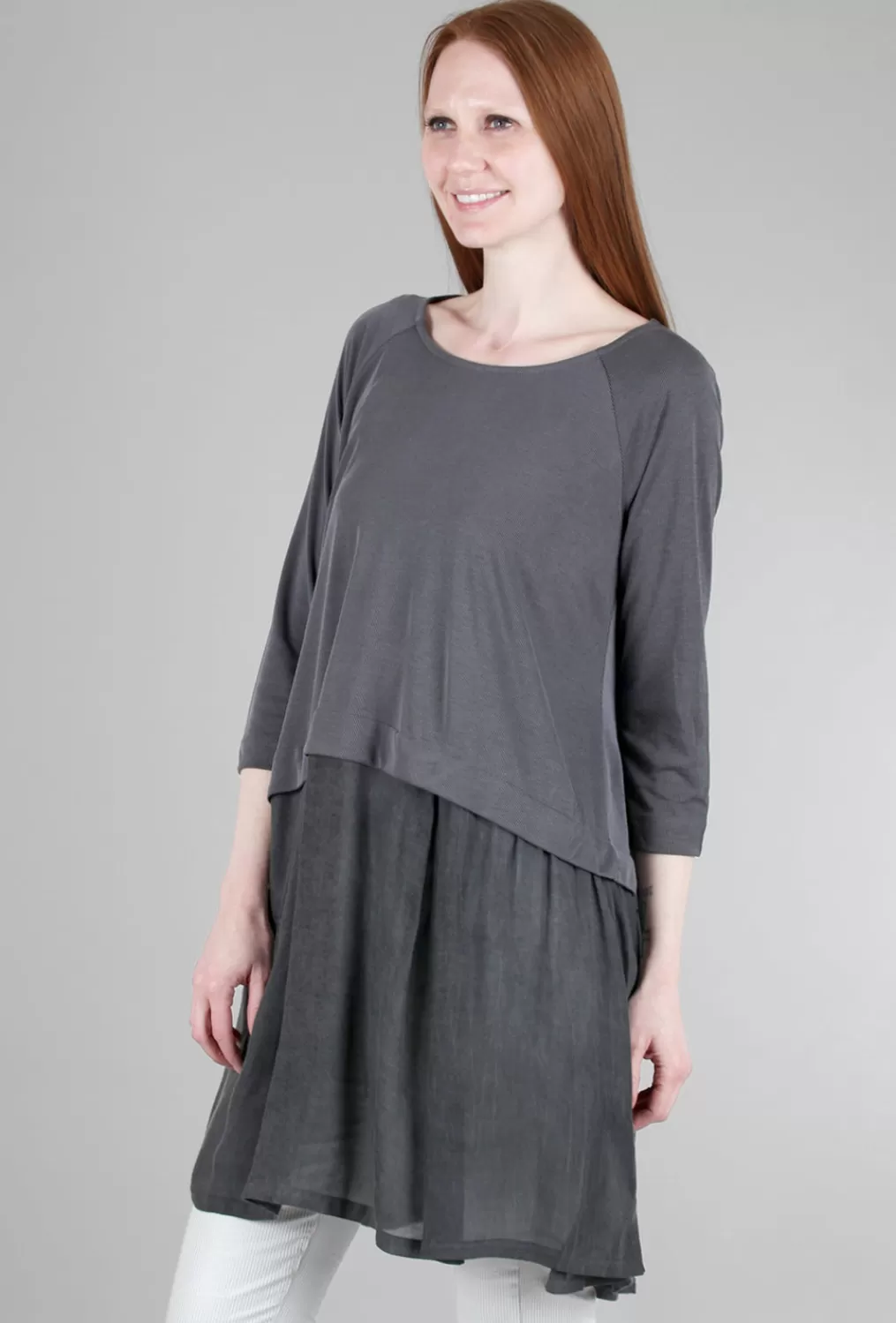 Shop Evie Lou Inset Drape Tunic, Dove Gray