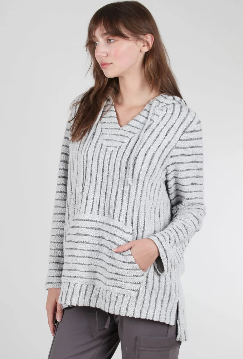 Outlet Evie Lou Island Stripe Terry Hoodie, Dune