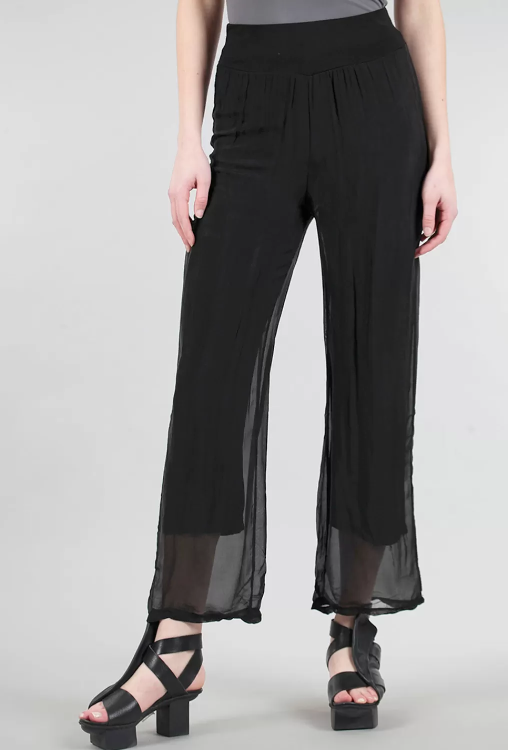 Best Evie Lou Jersey-Lined Silky Pant, Black