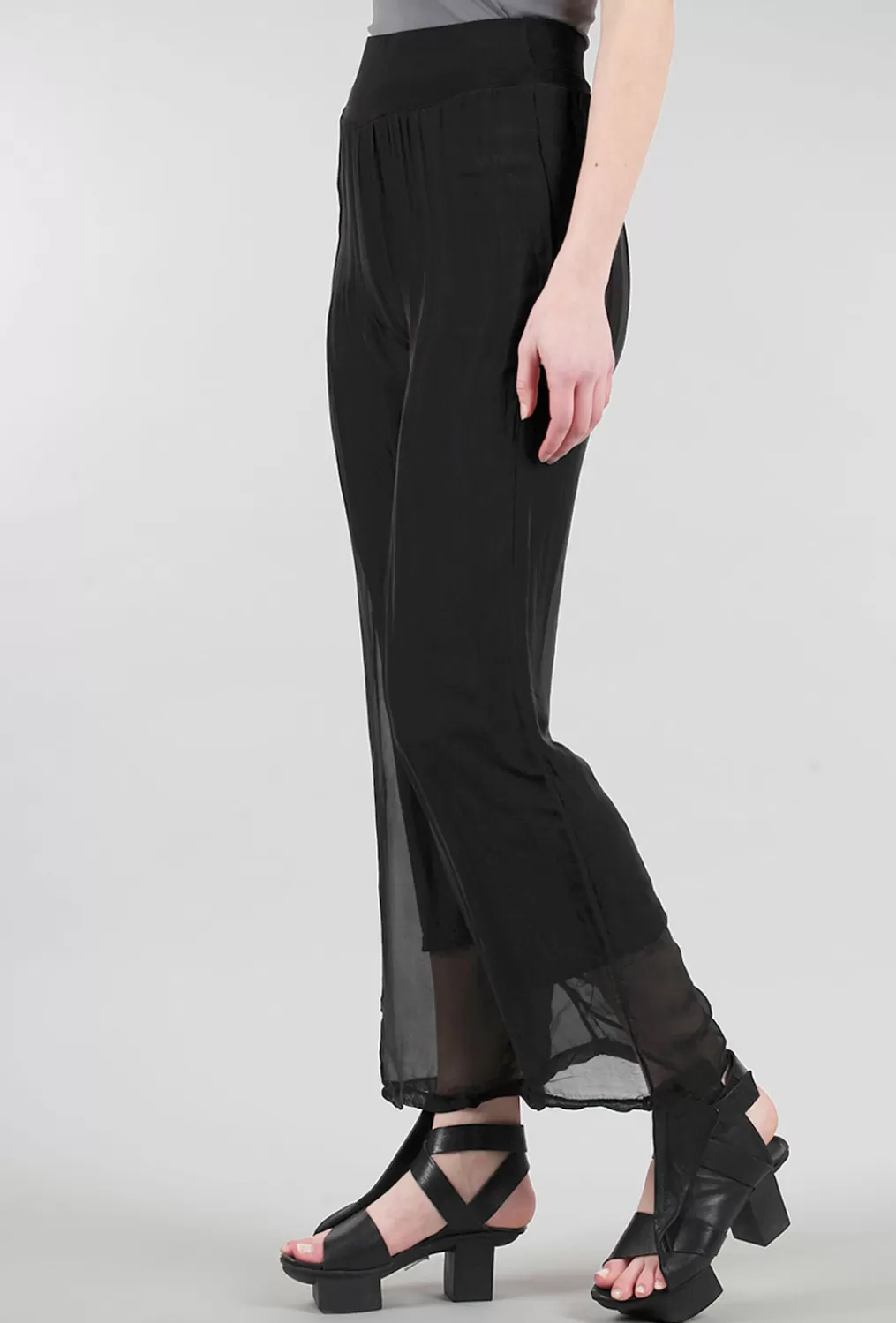 Best Evie Lou Jersey-Lined Silky Pant, Black