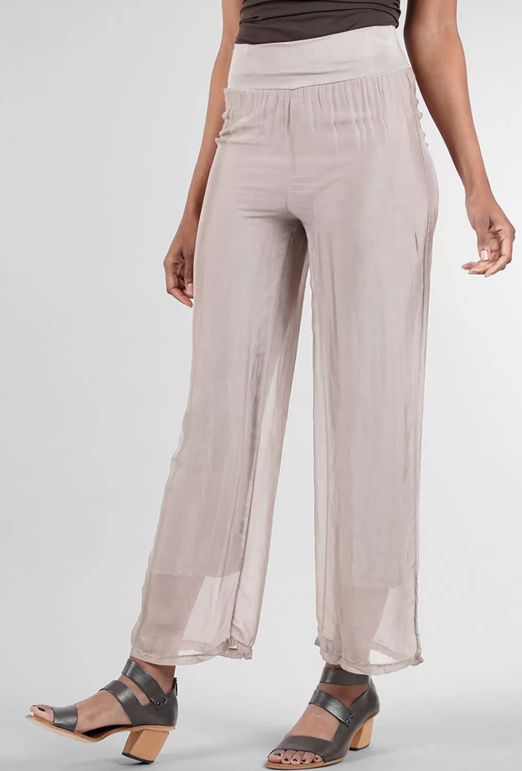 Best Evie Lou Jersey-Lined Silky Pant, Taupe