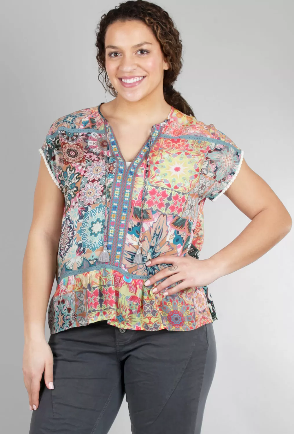 Best Evie Lou Kaleida Paise Blouse, Blue Multi