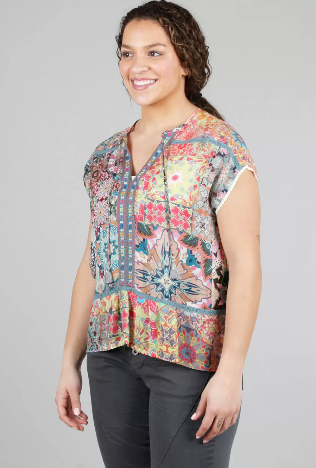 Best Evie Lou Kaleida Paise Blouse, Blue Multi