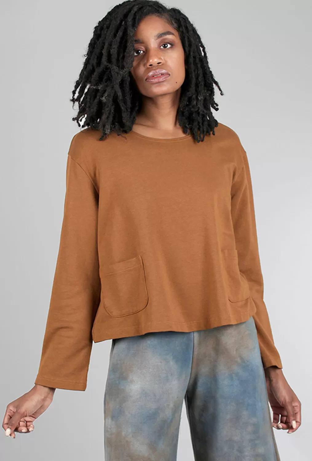 Best Sale Evie Lou Knit Boxy Shirt, Flaxseed