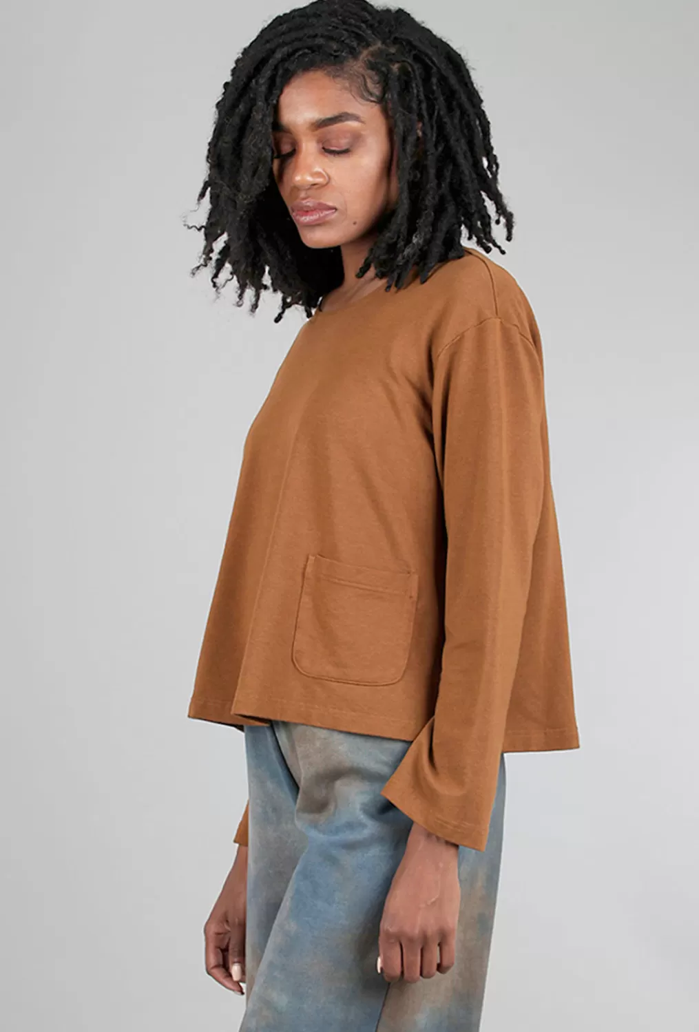 Best Sale Evie Lou Knit Boxy Shirt, Flaxseed