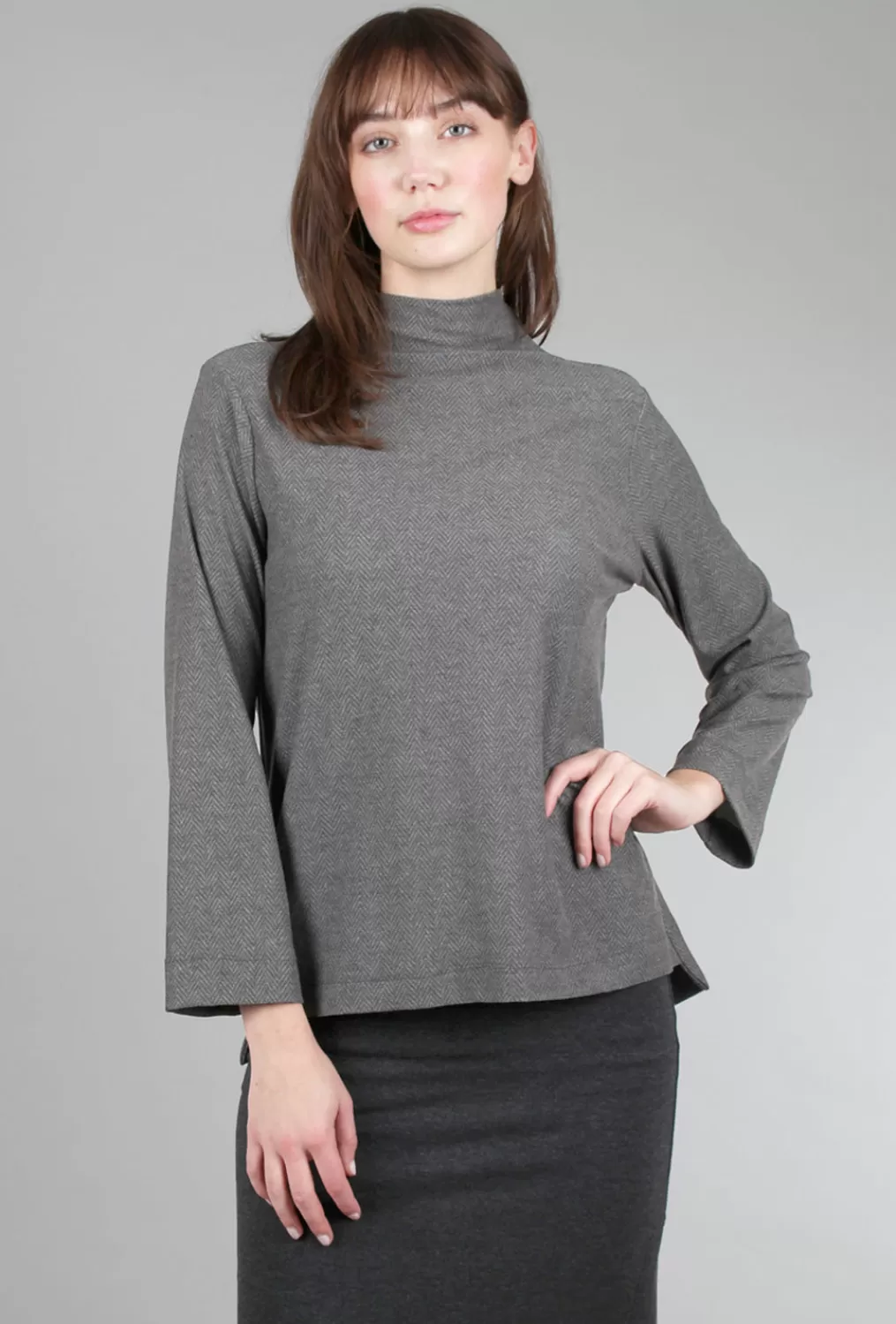 Fashion Evie Lou Lauren Herringbone Tneck, Charcoal