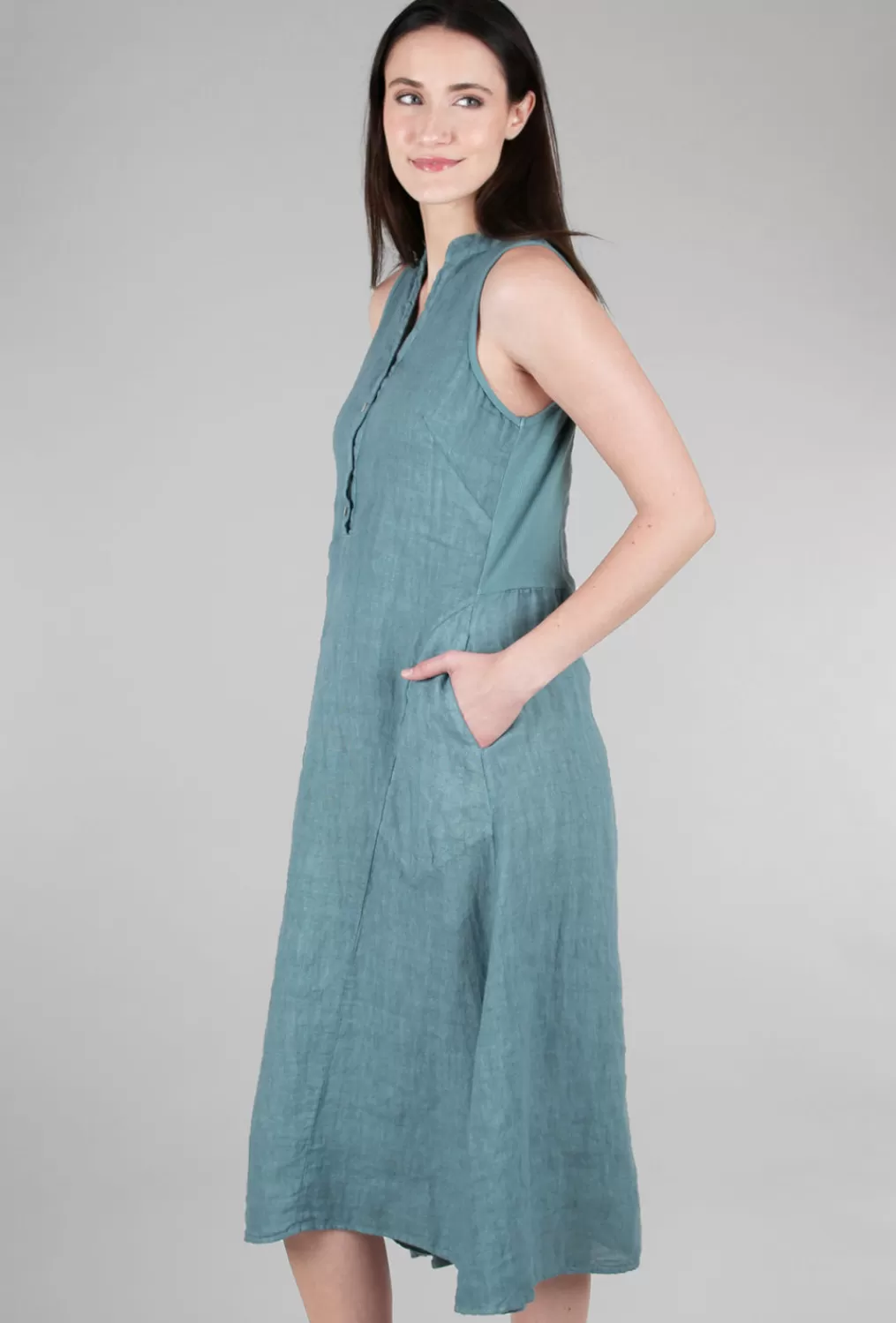 Online Evie Lou Linen Debra Dress, Salvia