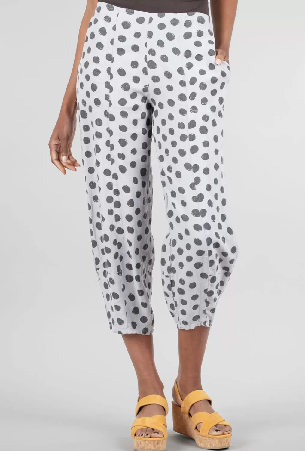 Cheap Evie Lou Linen Lantern Dot Crop Pant, Silver