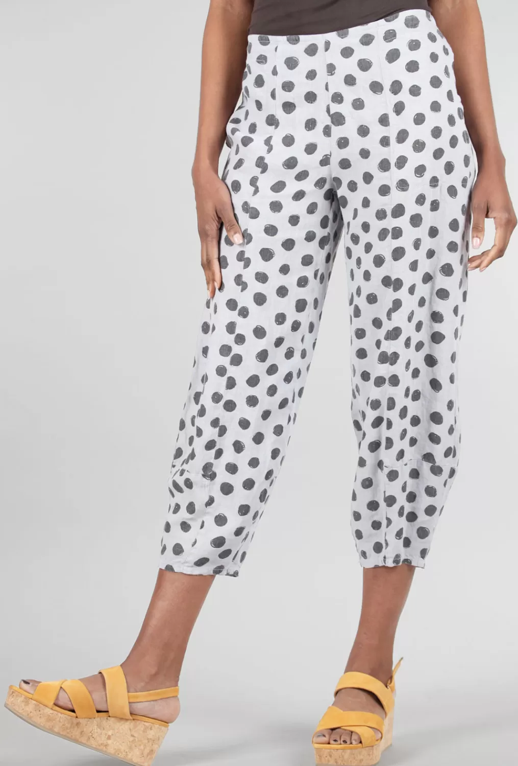 Cheap Evie Lou Linen Lantern Dot Crop Pant, Silver