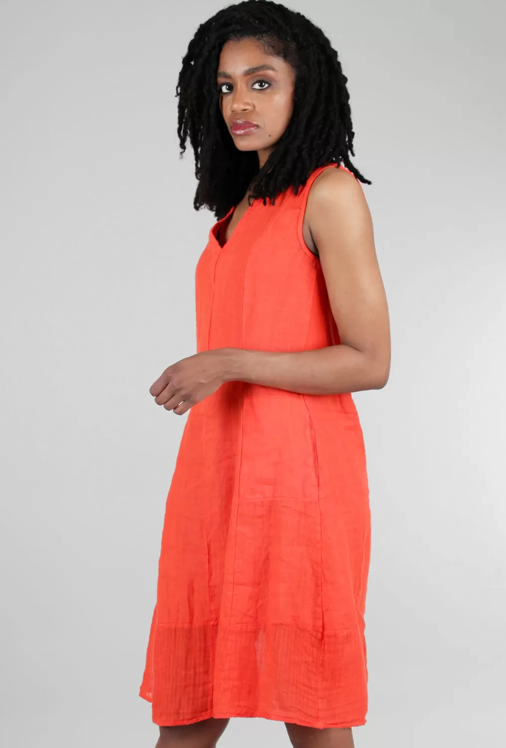 Best Evie Lou Linen Lauren Dress, Rosso Pepper