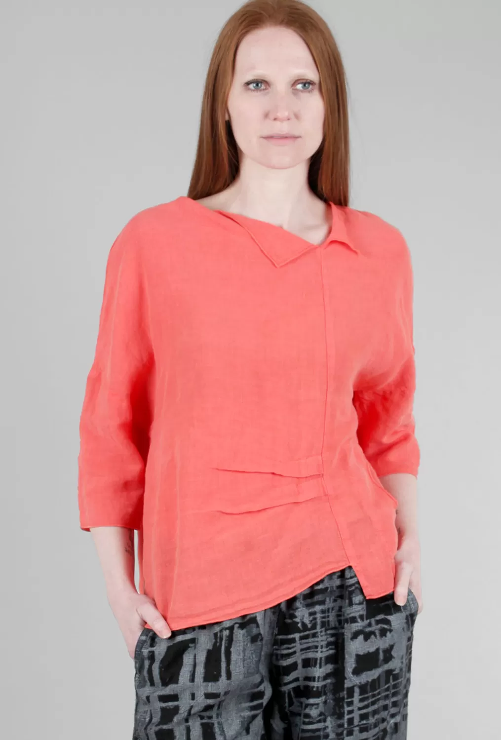 Online Evie Lou Linen Pleat Kate Top, Coral