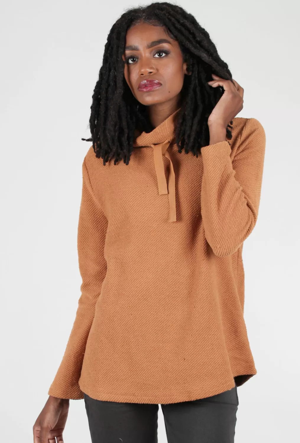 Fashion Evie Lou Loopy Terry Drawstring Pullover, Spice