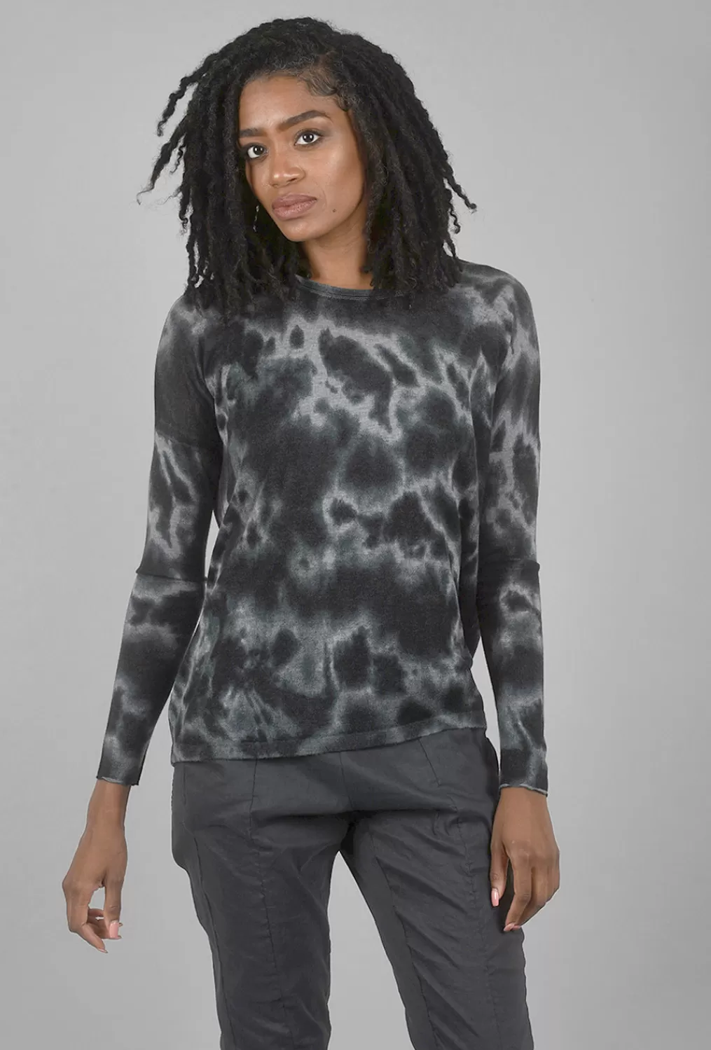 Outlet Evie Lou Marble-Print Boxy Crew, Grays