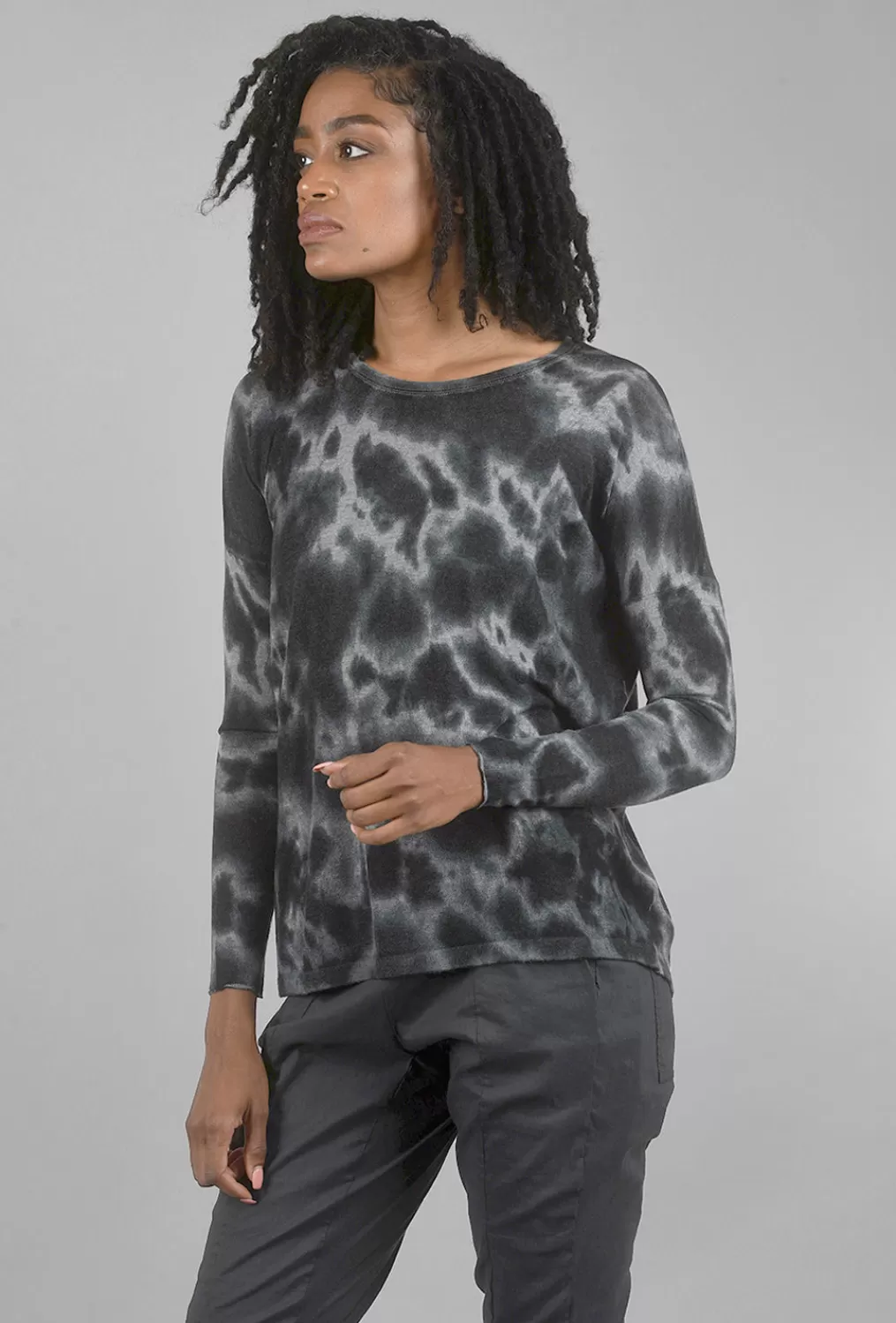 Outlet Evie Lou Marble-Print Boxy Crew, Grays