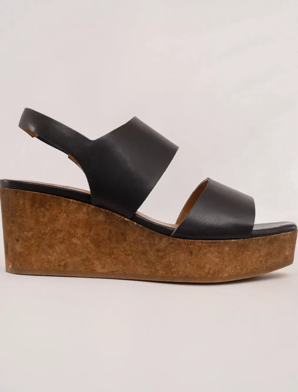 New Evie Lou Massy Cork Wedge, Deep Sea Black