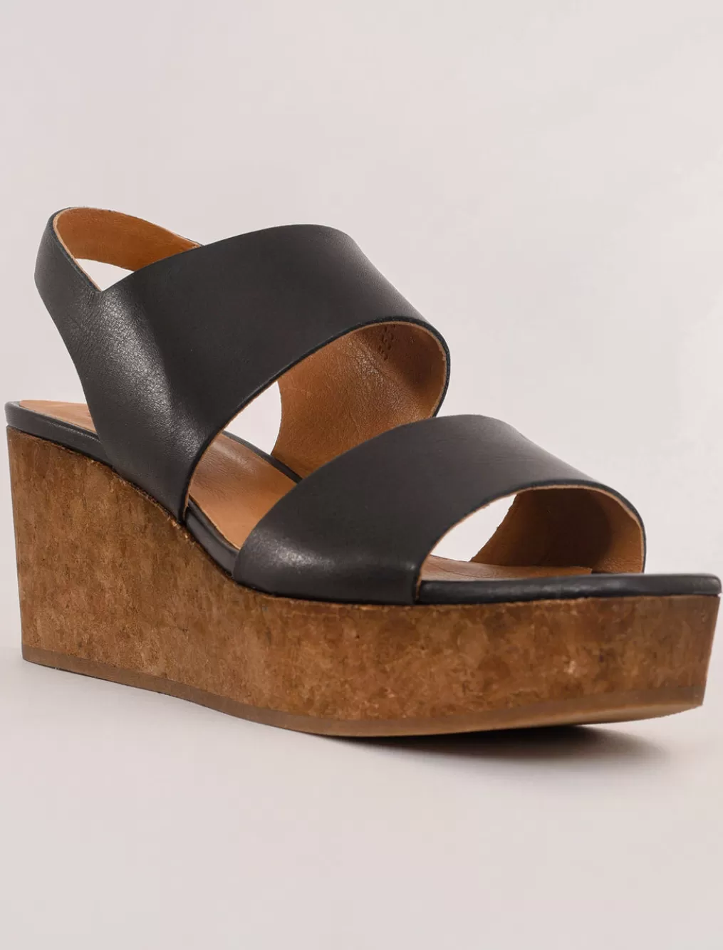 New Evie Lou Massy Cork Wedge, Deep Sea Black