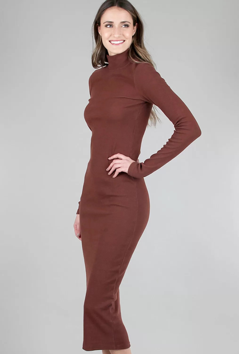 Flash Sale Evie Lou Mockneck Dress, Cinnamon