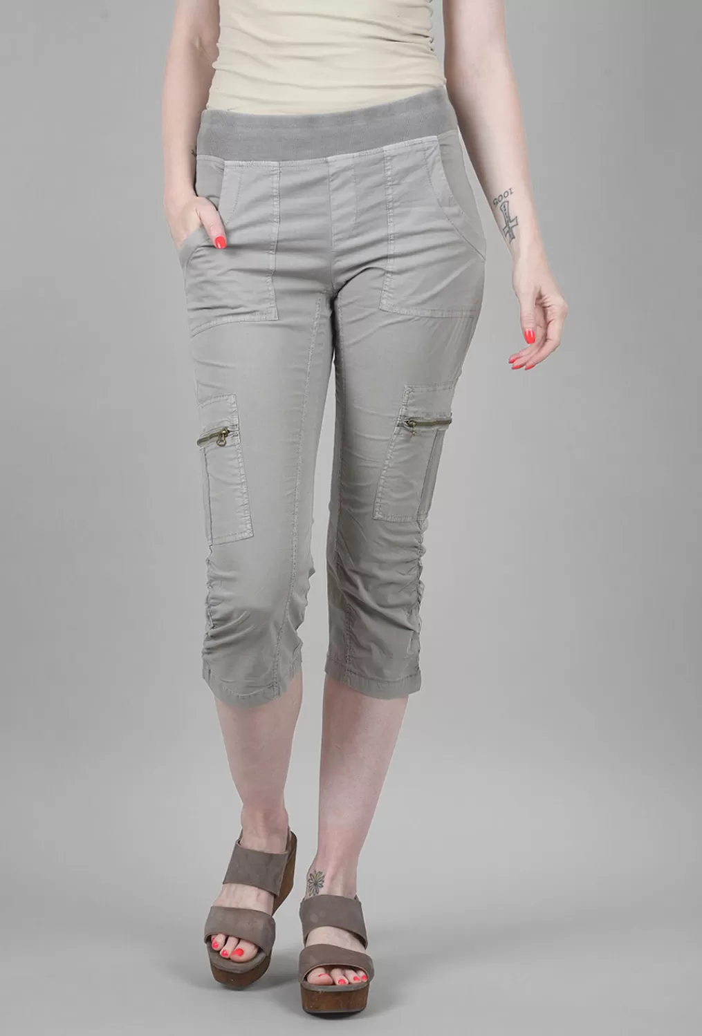 Hot Evie Lou Nadia Crop, Gray Mist