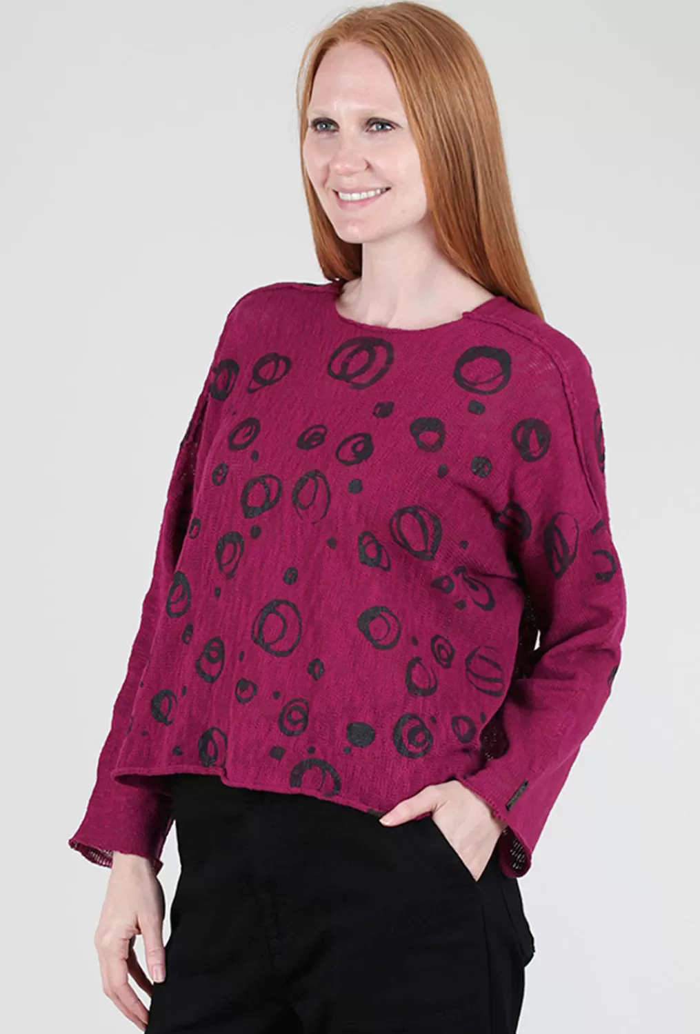 Discount Evie Lou Nelson Sweater, Berry/Circles