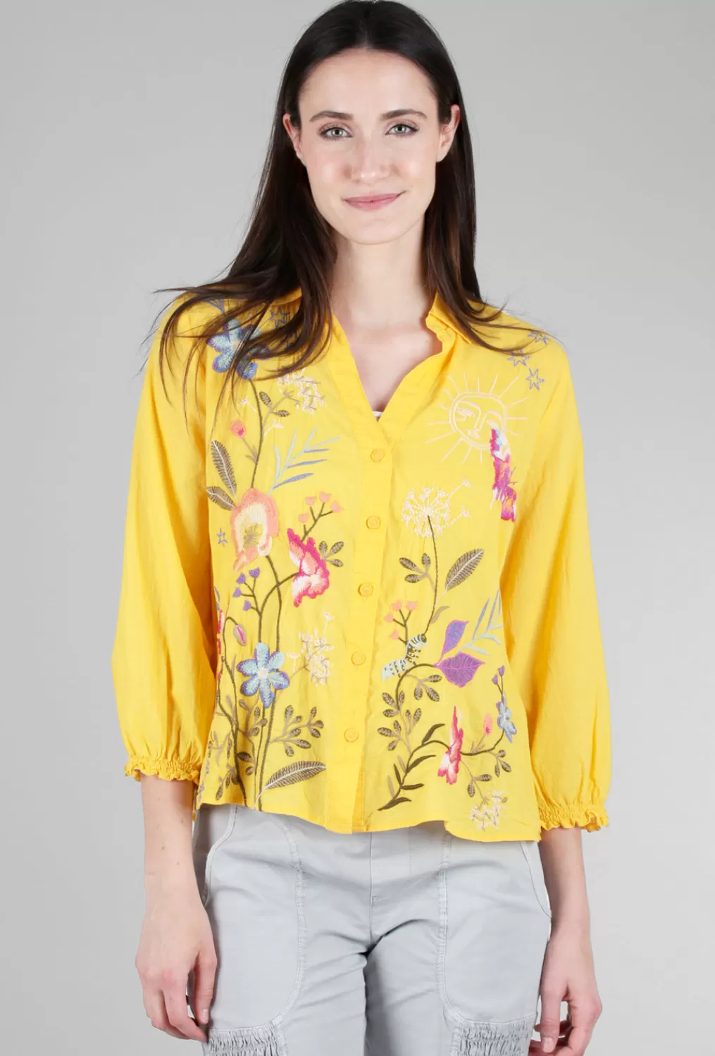 Best Sale Evie Lou Nila Relaxed Shirt, Gold Fusion