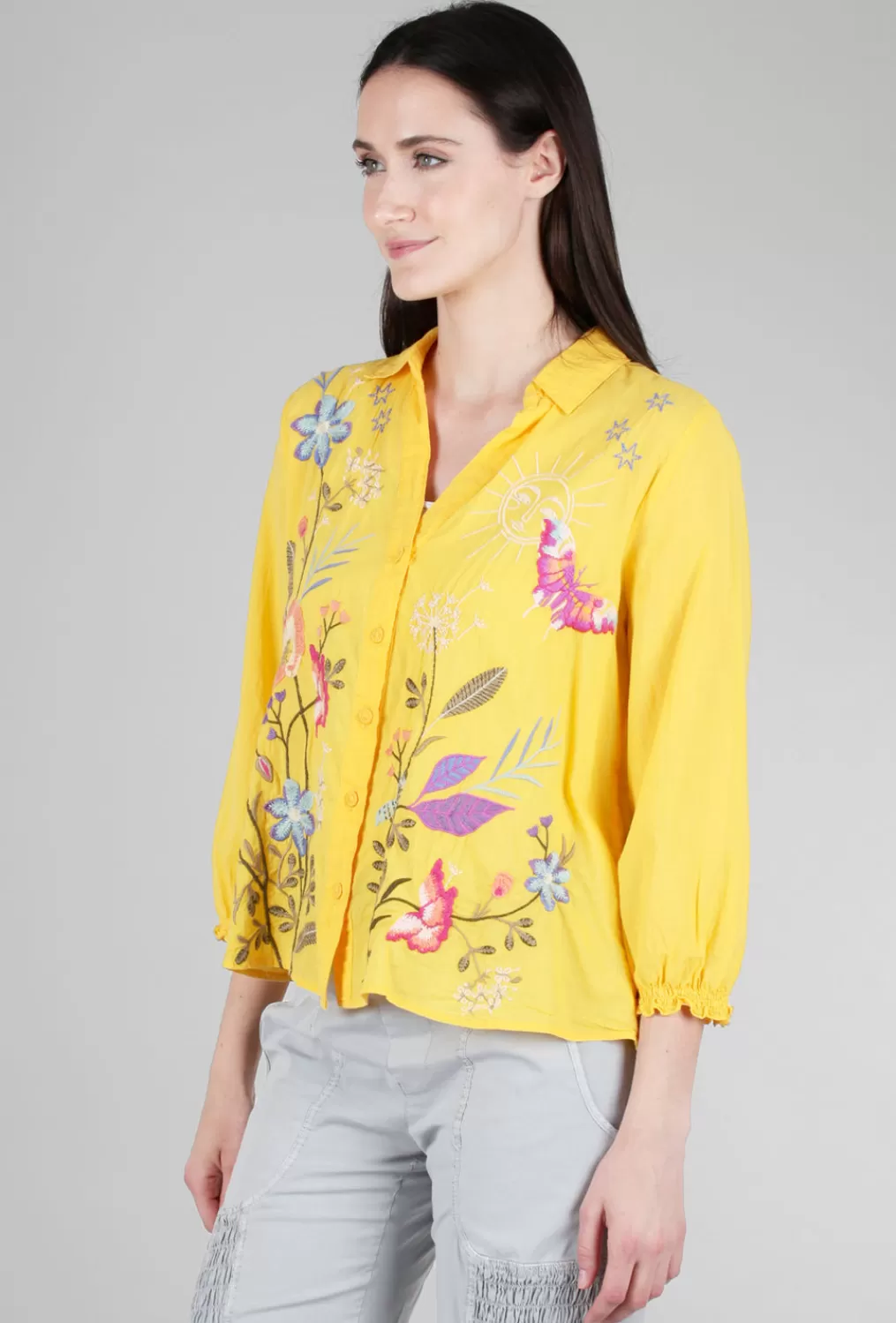 Best Sale Evie Lou Nila Relaxed Shirt, Gold Fusion