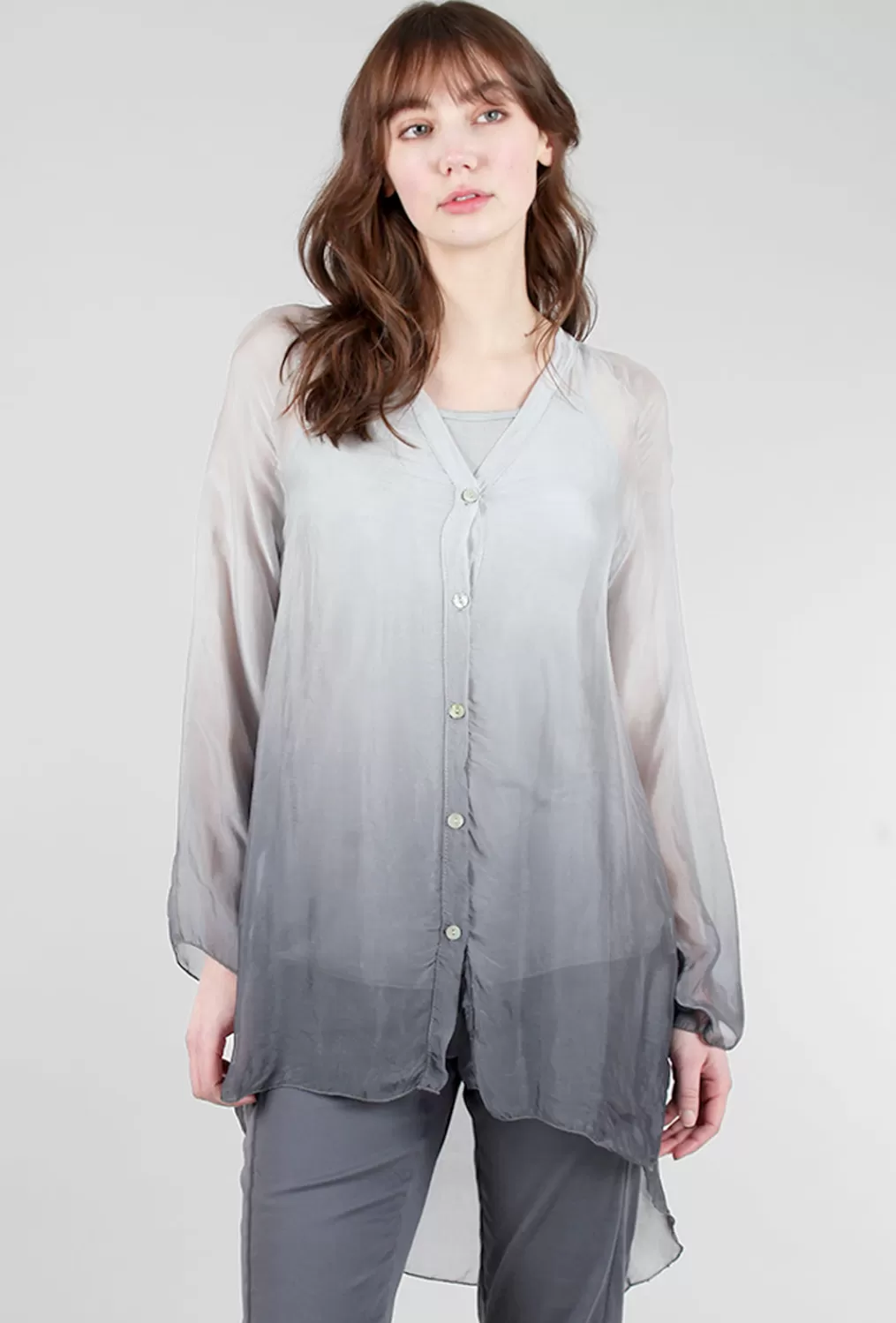 Cheap Evie Lou Ombre Silky Layer Shirt, Anthracite