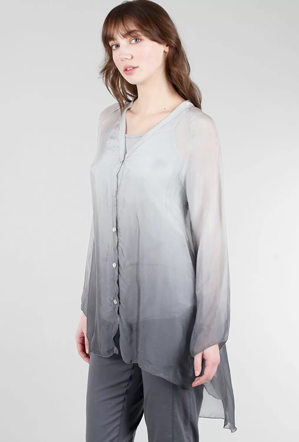 Cheap Evie Lou Ombre Silky Layer Shirt, Anthracite