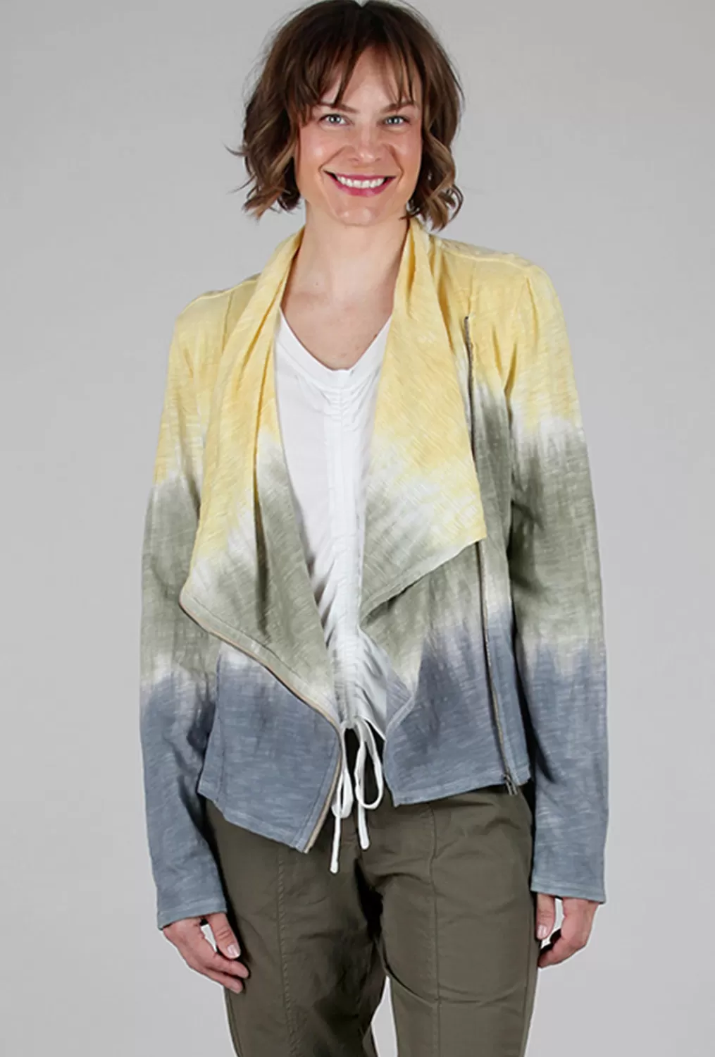 Online Evie Lou Ombre-Dye Drape Jacket, Yellow/Blue