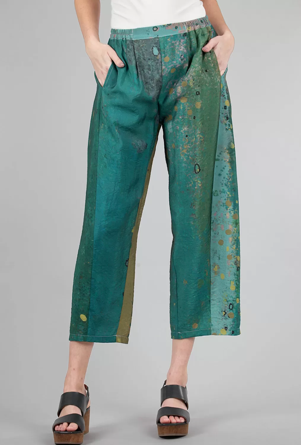 Shop Evie Lou 3P Airy Print Pant, Turquoise/Ochre