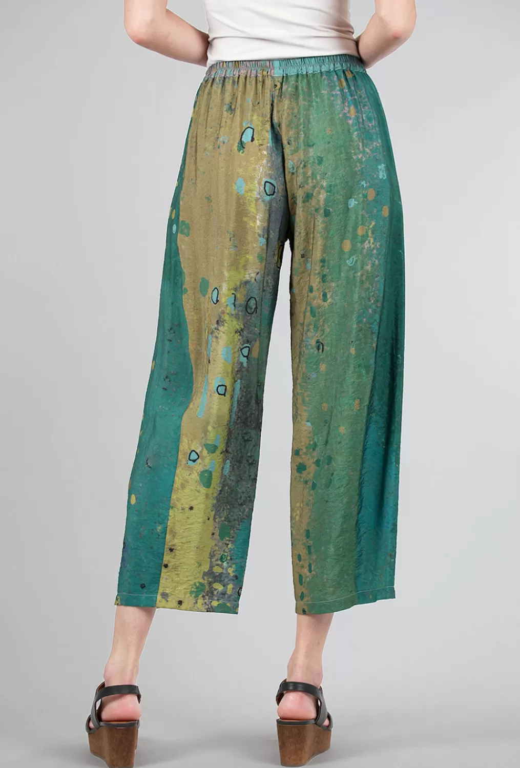 Shop Evie Lou 3P Airy Print Pant, Turquoise/Ochre